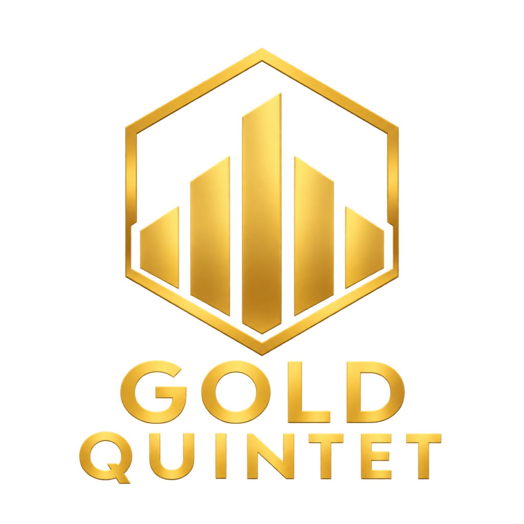 Gold Quintet MT5 Expert Advisor logo with five gold bars